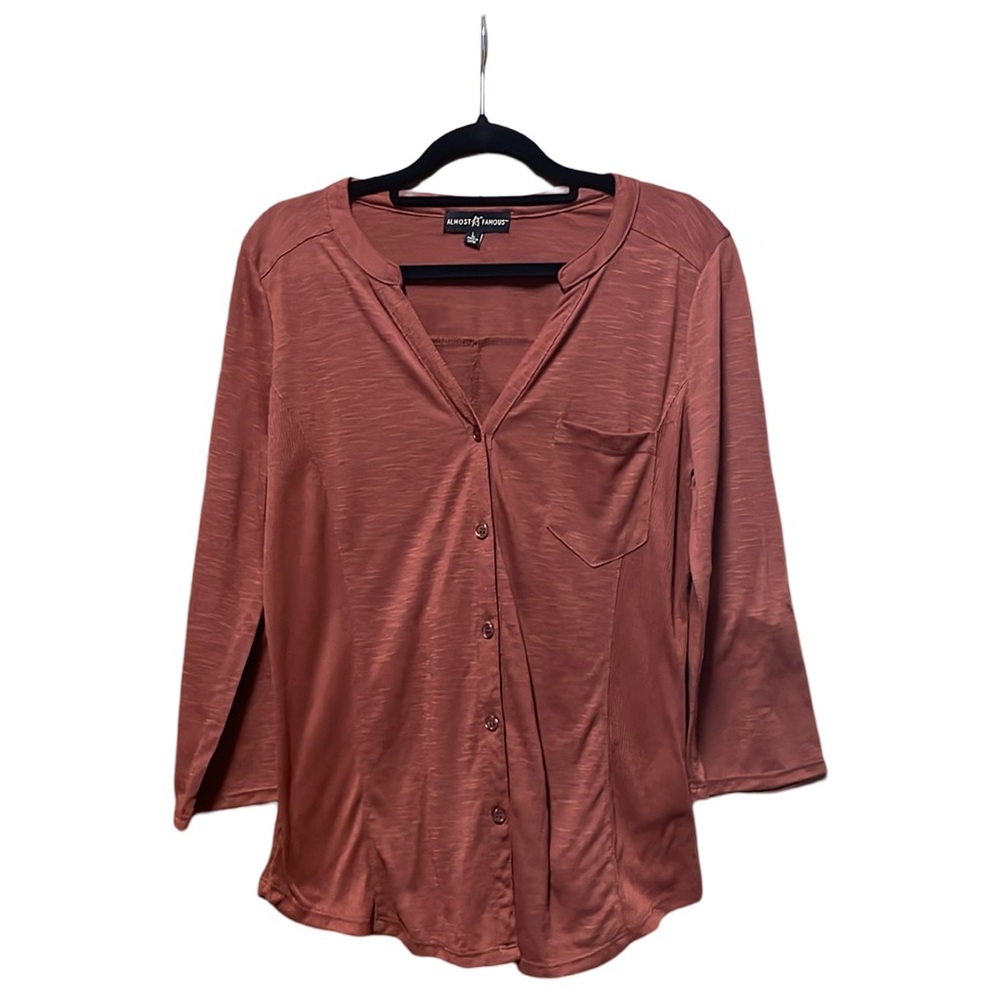 Almost Famous Soft Button Down - Burnt Orange - Size L